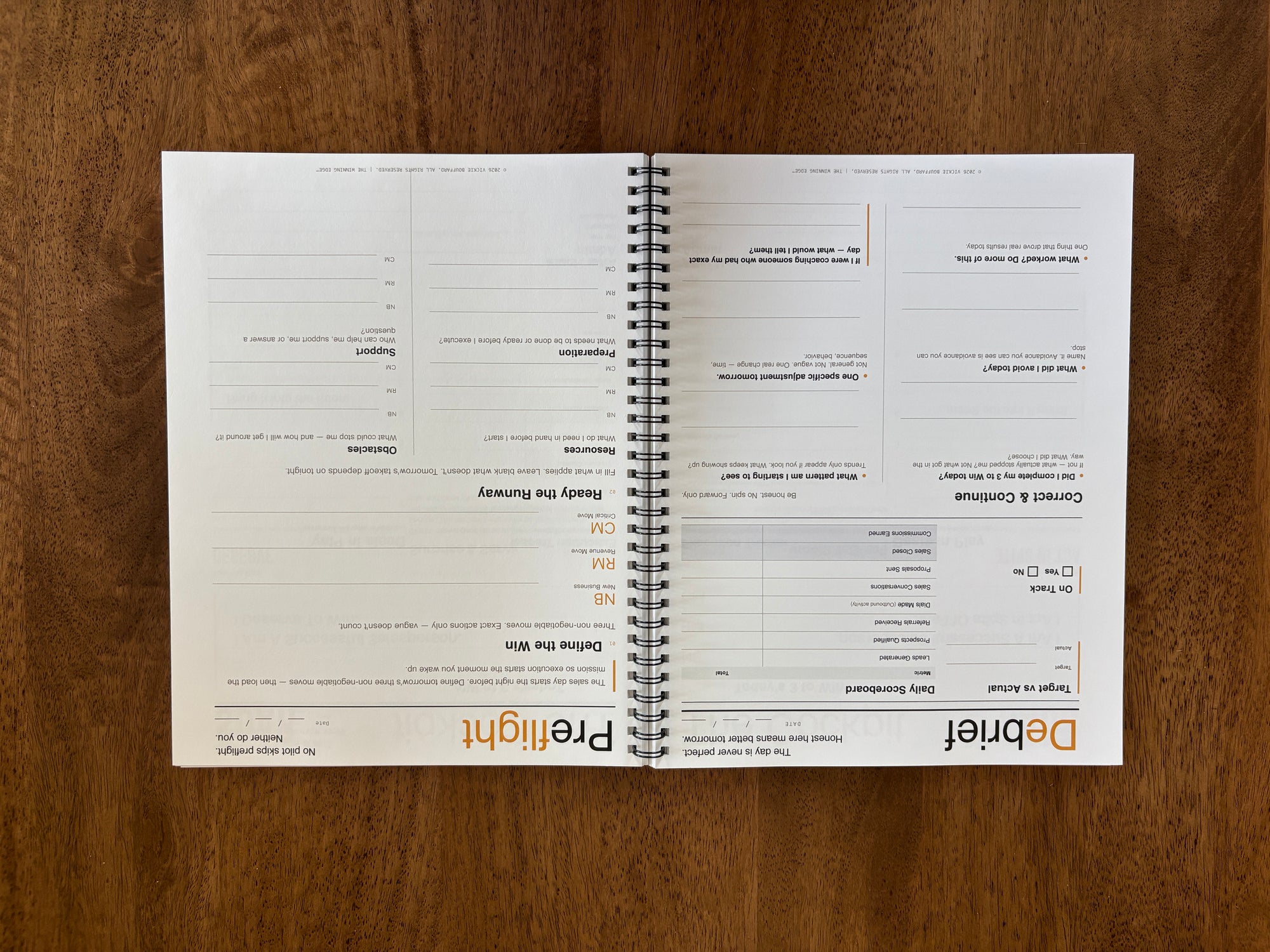 Winning Edge interior spread — Debrief and Preflight